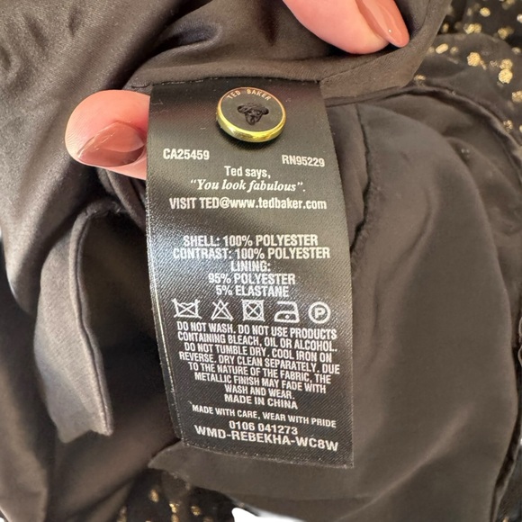 Ted Baker - Rebekha Joyous Ruffled Black Long Sleeve Polka Dots Dress Sz 2 US 6 - Picture 10 of 10